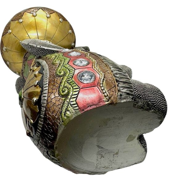 Decorative Jewel Embellished Resin Sitting Egyptian Elephant Candleholder 8" - Picture 12 of 16